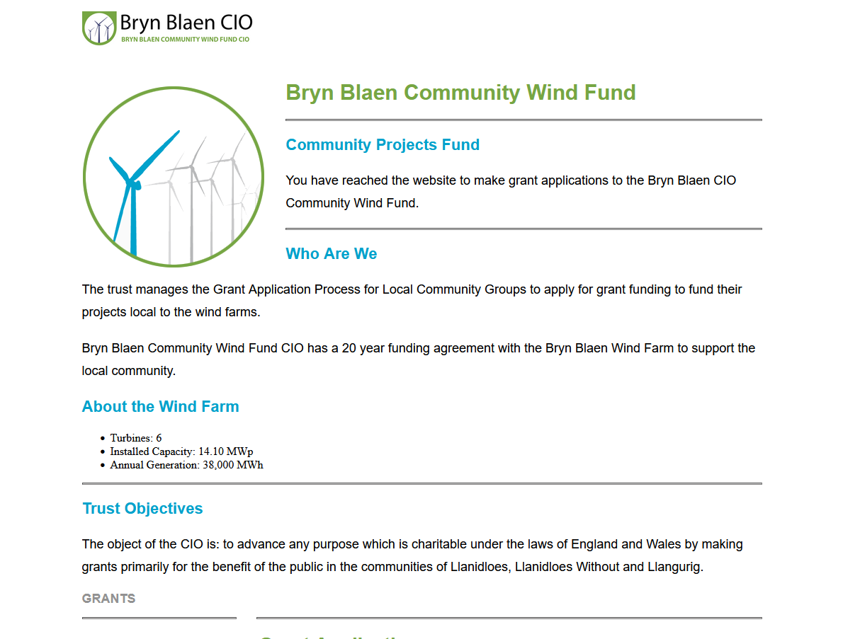 Bryn Blaen Community Wind Fund Website