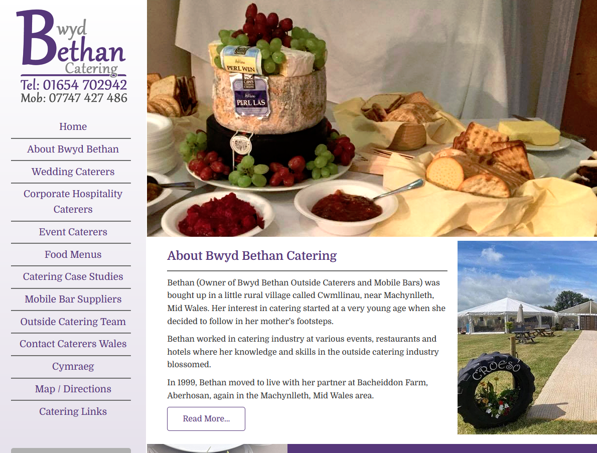 Bwyd Bethan Catering Website Design