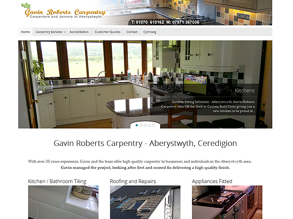 Gavin Roberts Carpentry - Aberystwyth, Ceredigion - Website Design