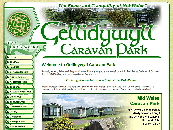 Gellidywyll Caravan Park - Website Design - Llandinam, Powys