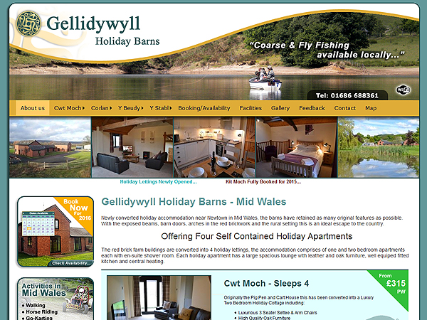Gellidywyll Holiday Barns - Holiday Letting Website Design