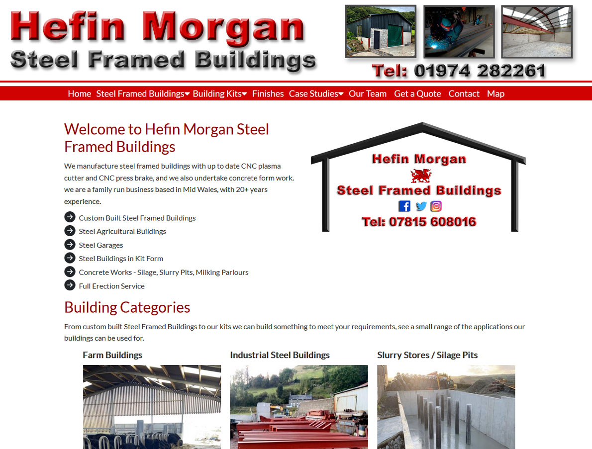 Hefin Morgan Steel Framed Buildings (Mobile First Web Design)