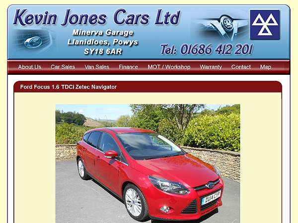 Kevin Jones Cars - Website Design - Llanidloes, Powys