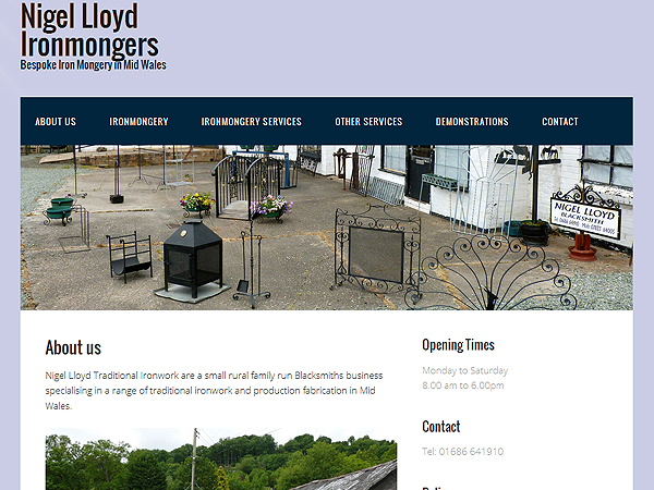 Nigel Lloyd Ironmongery Blacksmiths - Website Design - Mid Wales