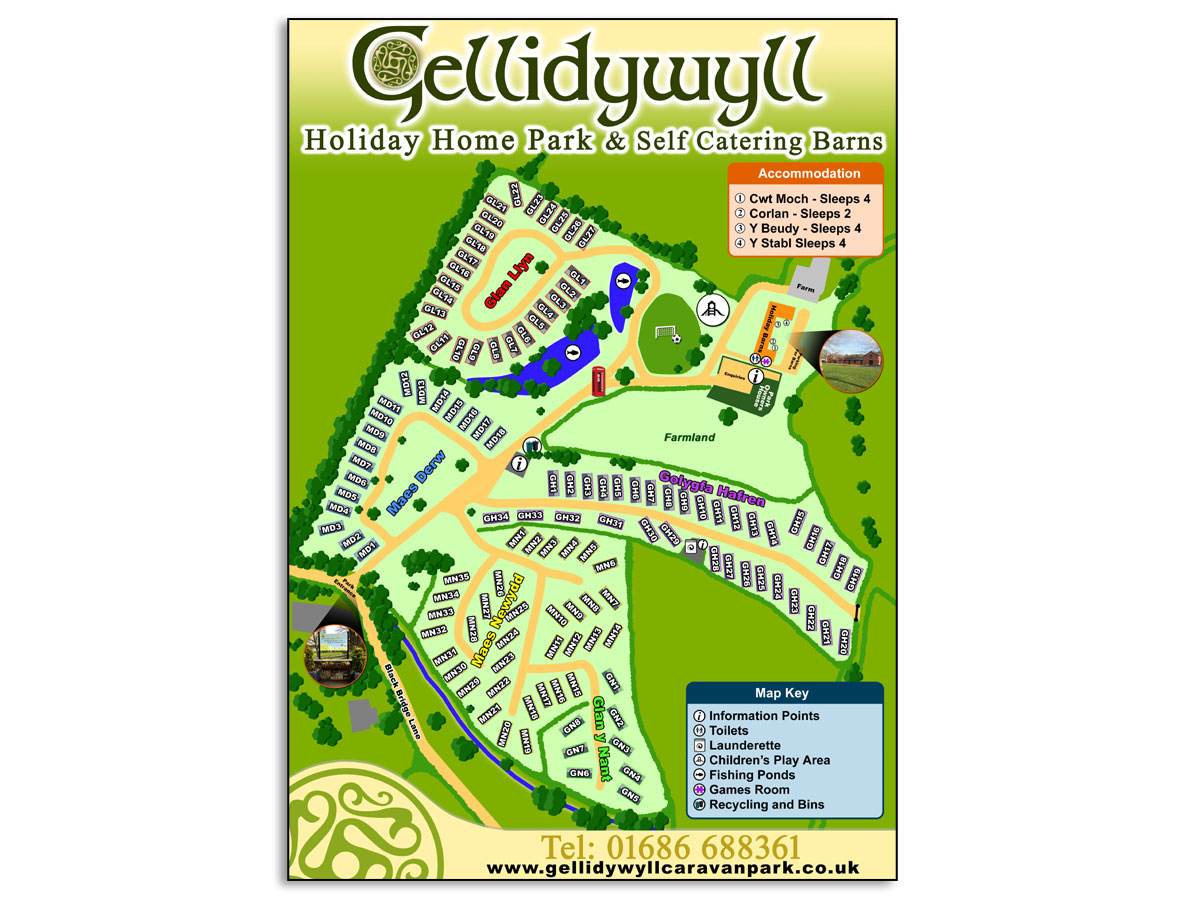 Gellidywyll Caravan Park Map